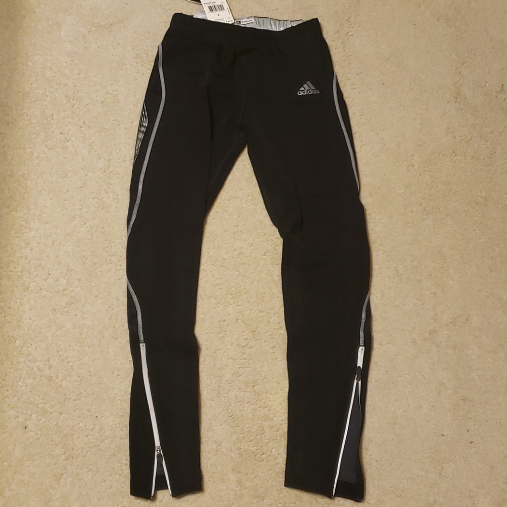 ADIDAS SUPERNOVA BLACK ZIP LEGGINGS  NWT